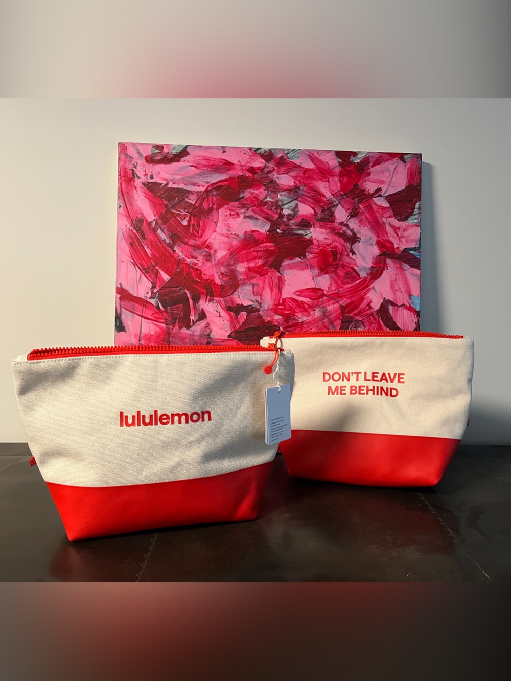 lululemon athletica Red and Cream Zip Pouch Duo
